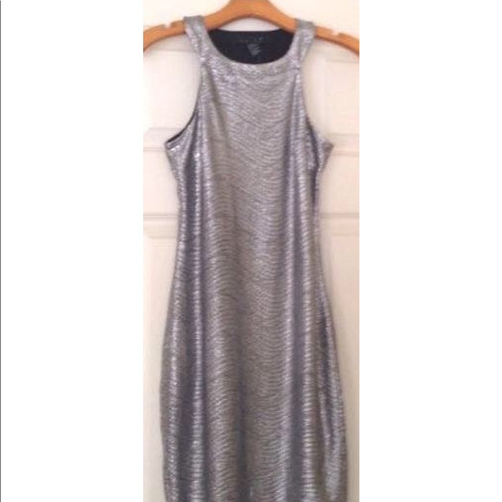 Metallic Silver Bodycon cocktail dress